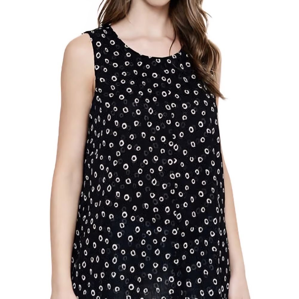 Black and White Polka Dot Sleeveless Top